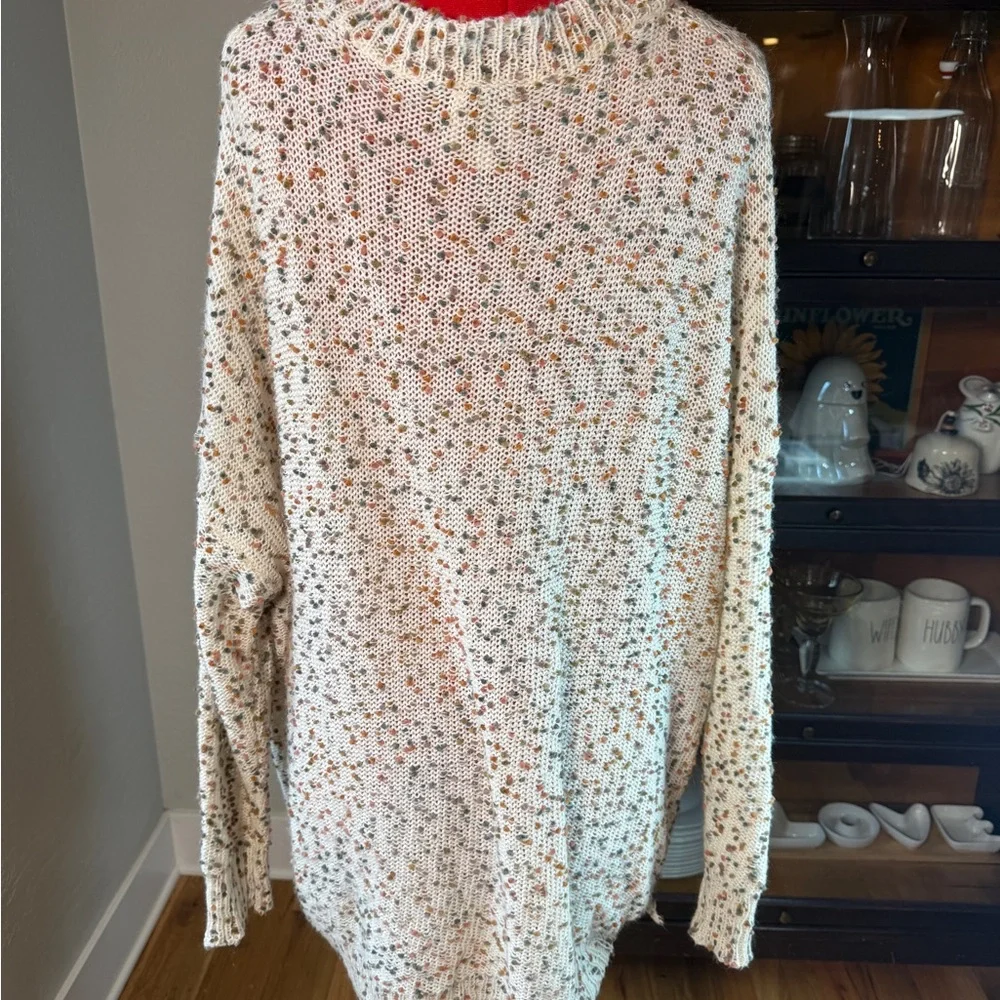 Hayden LA Oversized Chunky Knit Sweater Cream Multicolor Speckled Plus Size 2X